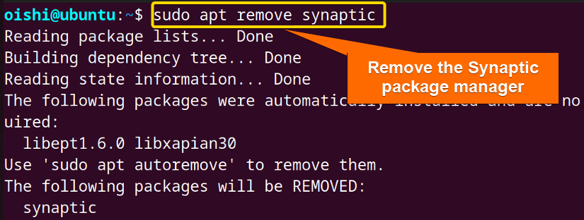 Remove the synaptic package manager