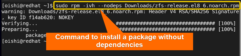Install package without dependencies with rpm