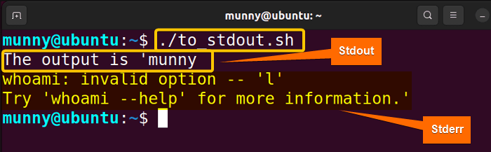 Redirect stderr to stdout in bash