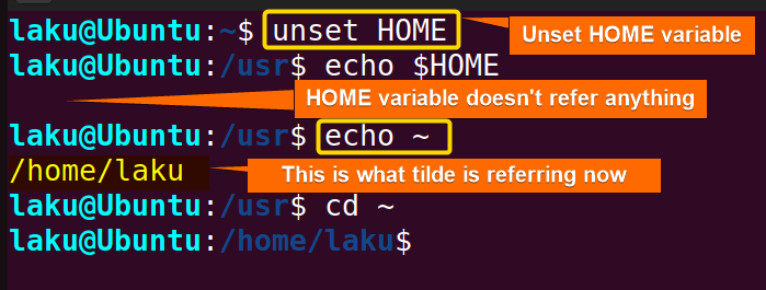 Unsetting HOME variable