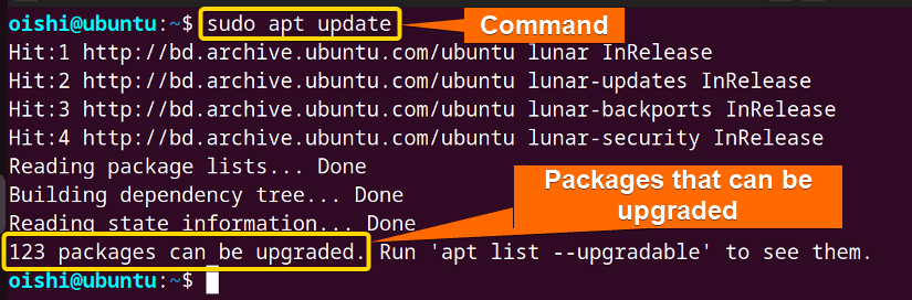 Update packages with apt