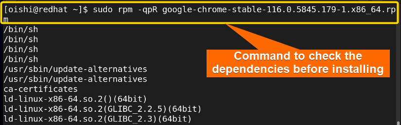 Checking dependencies with rpm
