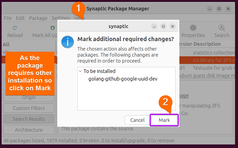 Mark other packages with synaptic