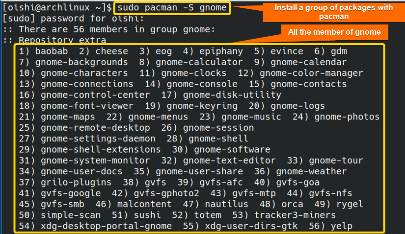Install a group of packages with pacman