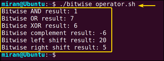 Bash Bitwise Operators