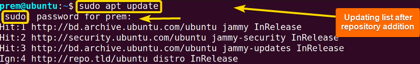 updating the ubuntu repos list after new repository addition