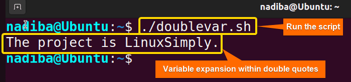 Output of variable expansion within double quotes