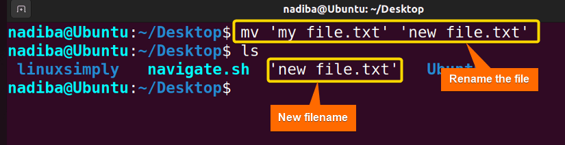 Renaming file using 'mv command'