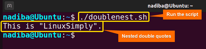 Output of nested double quotes