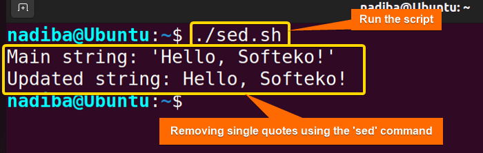 Output of removing single quotes using the 'sed' command