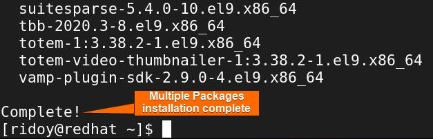 multiple packages installation complete