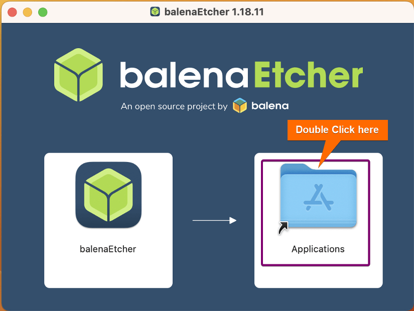 Open balena Etcher software