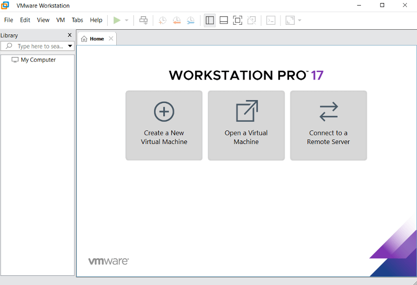 Interface of VMware Workstation Pro