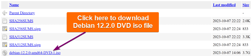 Download link webpage of debian 12.2.0