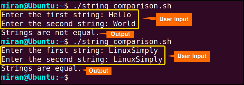 Using NOT Operator for String Comparison in Bash