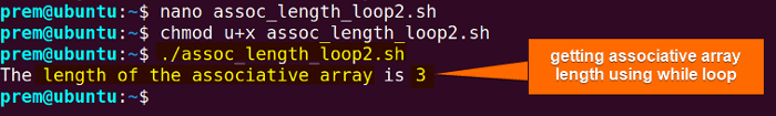 obtaining associative array length using while loop