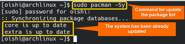 Update the system with pacman