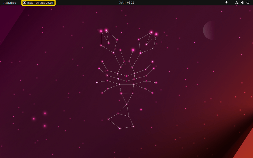 Shows the Ubuntu home page