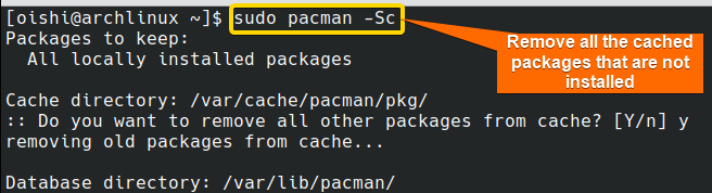 Remove all cache packages that is not installed