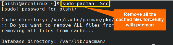 forcefully remove all cache packages with pacman