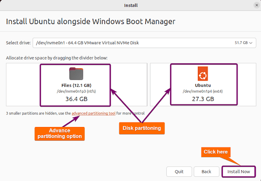 Disk partitioning for Ubuntu and windows