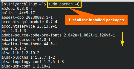 List of all packages with pacman