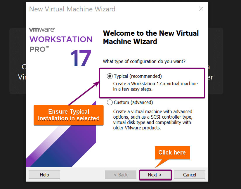 Selecting typical (recommended) virtual machine