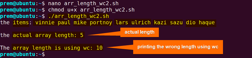 getting the wrong length with the wc command