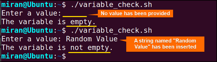 Checking the Variable Whether Empty Using NOT Operator in Bash