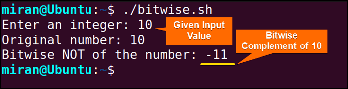 Using Bitwise Unary Operators to Calculate the Two's Complement of Input Value