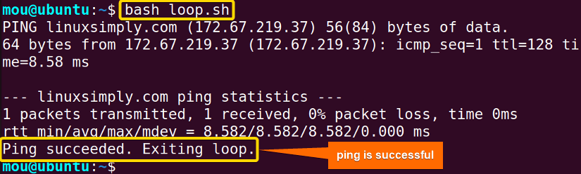 checking network connection of the linuxsimply sebsite 