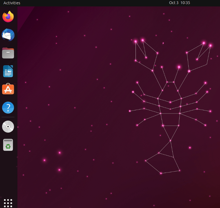 Home page of the installed Ubuntu