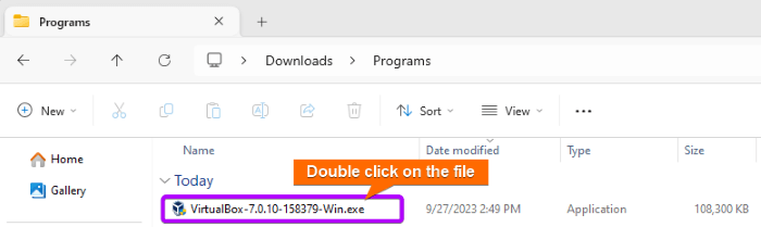 Here is the downloaded .exe file located in the file manager.