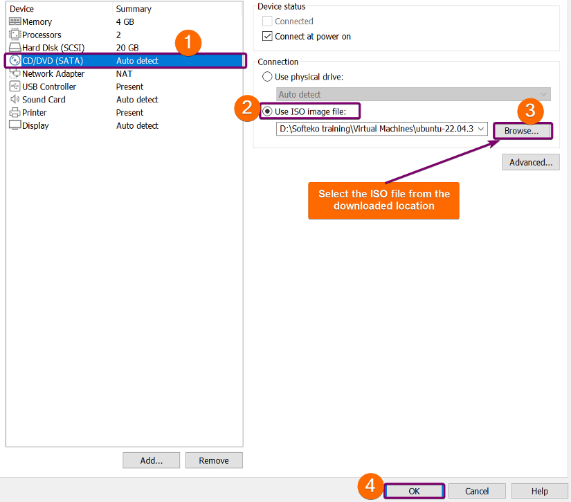 Selecting ISO file from the downloaded location