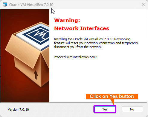 Click on 'Yes' of this warning prompt.