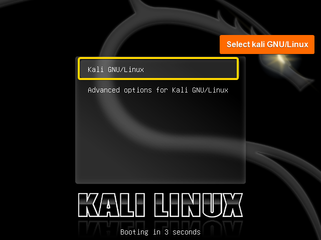 Select kali GNU Linux.