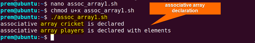associative array declaration in bash and create initialize.