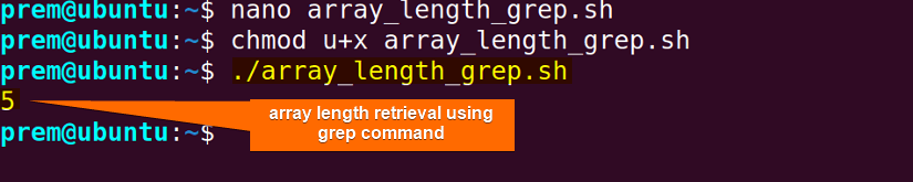 retrieving array length in bash with grep command