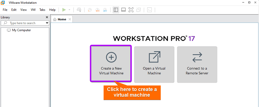 Click on Create new virtual machine.