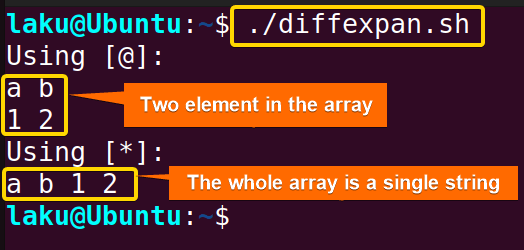 Difference between two types of array expansion