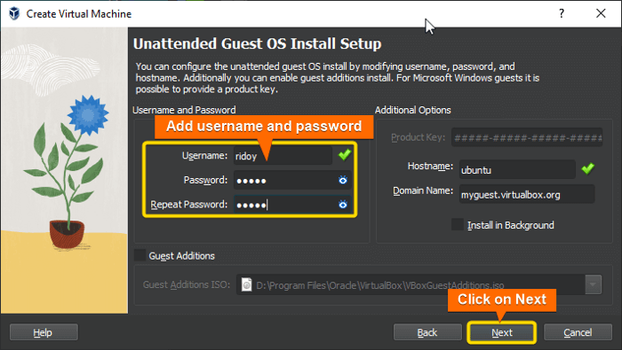 add username and passwords