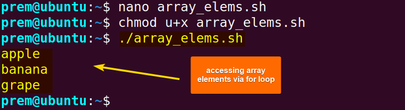 looping through array elements