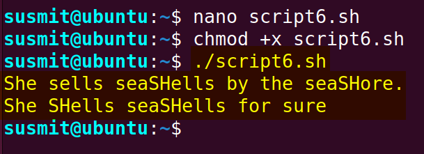 This Bash script has replaced the character “SH” with the character “sh” and keep it to a new_string then printed the new_string on the terminal.