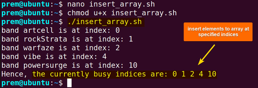 insert elements into the array