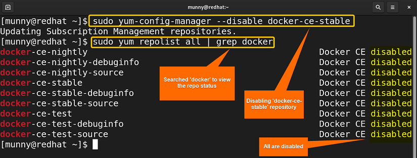 Disable a YUM repository