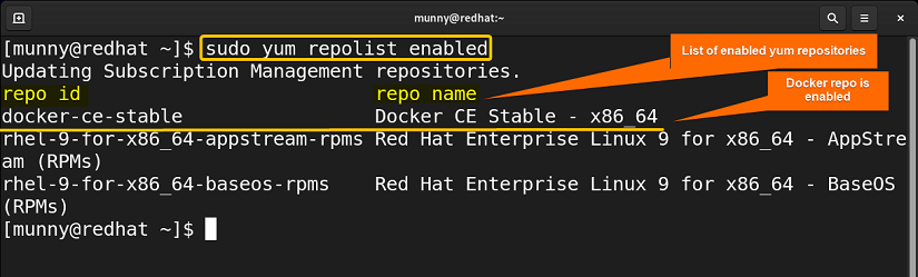 enable a YUM repository
