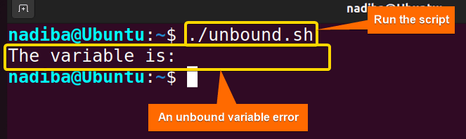Output of an unbound variable error