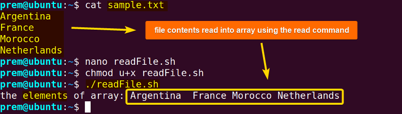 bash read array from file