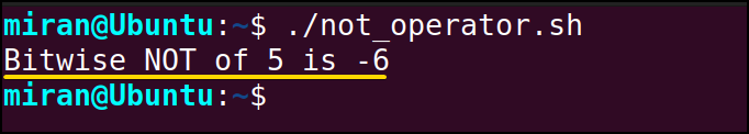 Bitwise NOT Operator in bash