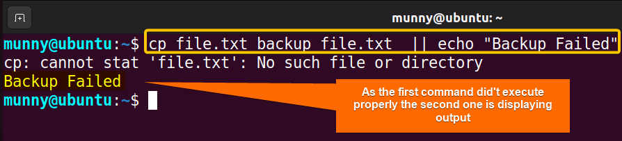 backup files using double pipe in bash